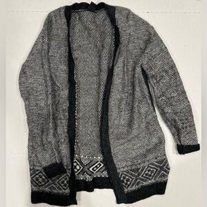 Gap Ladies Open Front Black White Nordic Cardigan Small Cozy Aztec